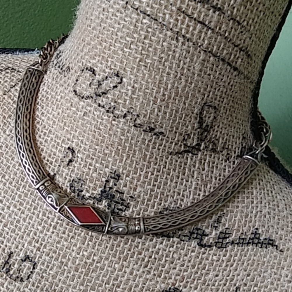 Stylized Serpentine Redstone Viking Choker...